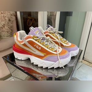 Fila Heritage Disruptor II EXP Chunky Leather Colorblock Rainbow Sneaker NIB NWT